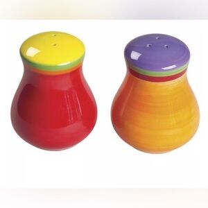 Dansk Ceramic Salt & Pepper Shaker Set Caribe Vintage Hand-painted 3 1/8”